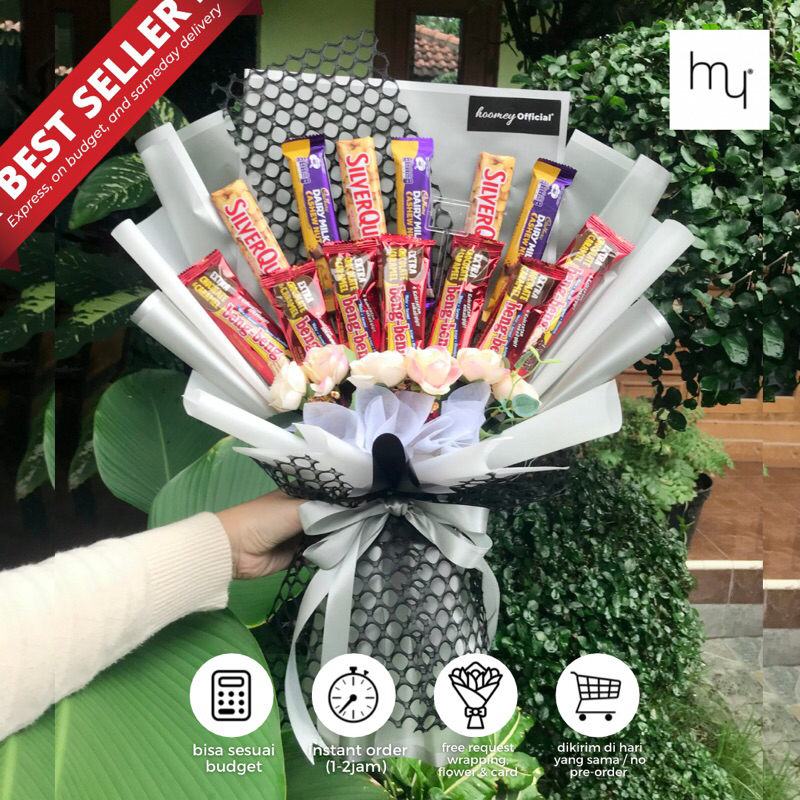 HOOMEY - Buket Coklat Premium | Buket Coklat | Buket Coklat Silverqueen | Buket Anniversary