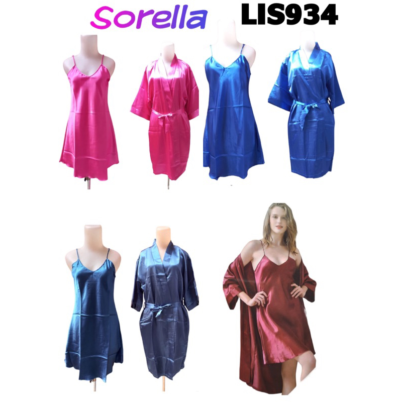 LIS934 lingerie + kimono satin mewah sorella