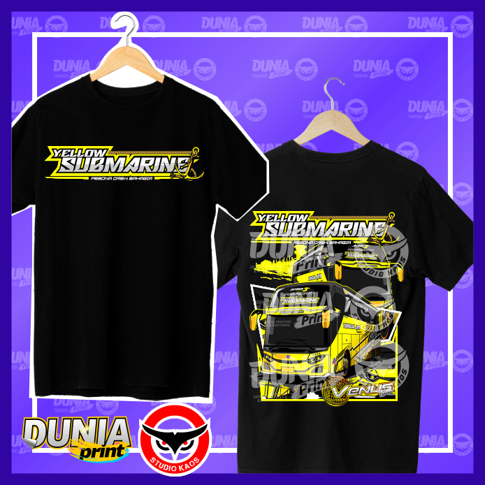 (FREE STICKER) KAOS BUSMANIA TUNGGAL JAYA TRANSPORT YELLOW SUBMARINE COTTON COMBED 24S