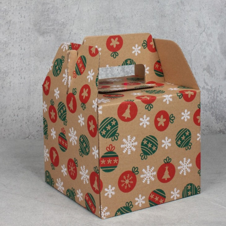 

( 10 pcs ) Box Tenteng 2 Mika Thinwall 1500 ML Natal Kardus Kemasan Hampers Parcel Christmas Xmas 18 x 18 x 15.5 cm