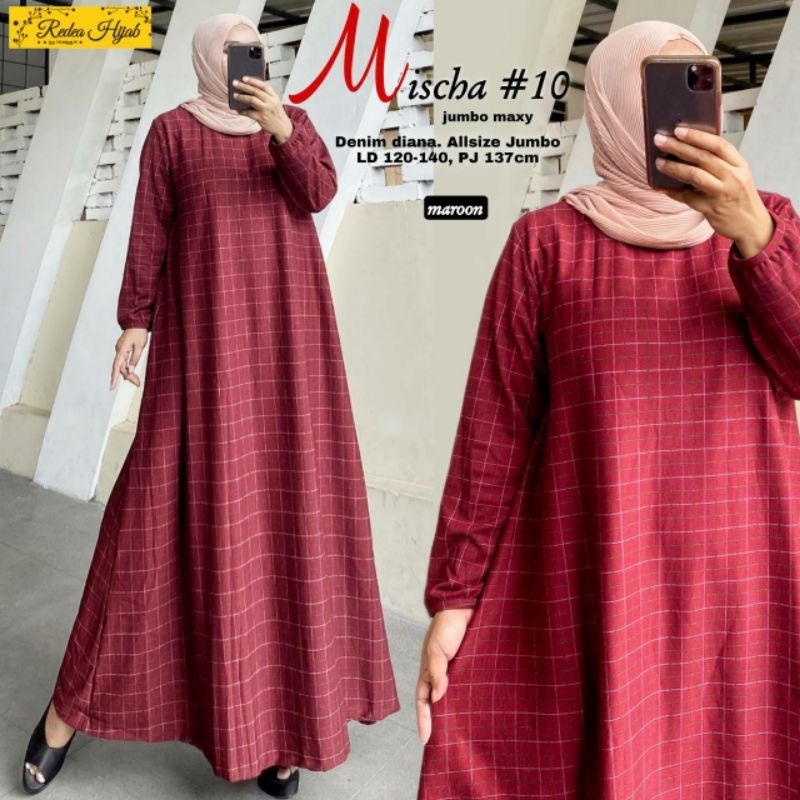 Dress Jumbo Melar LD 122 - 150 XXL - XXXXXL Gamis Terbaru Murah Syari Maxi Big Size Mischa #10 Maxy 