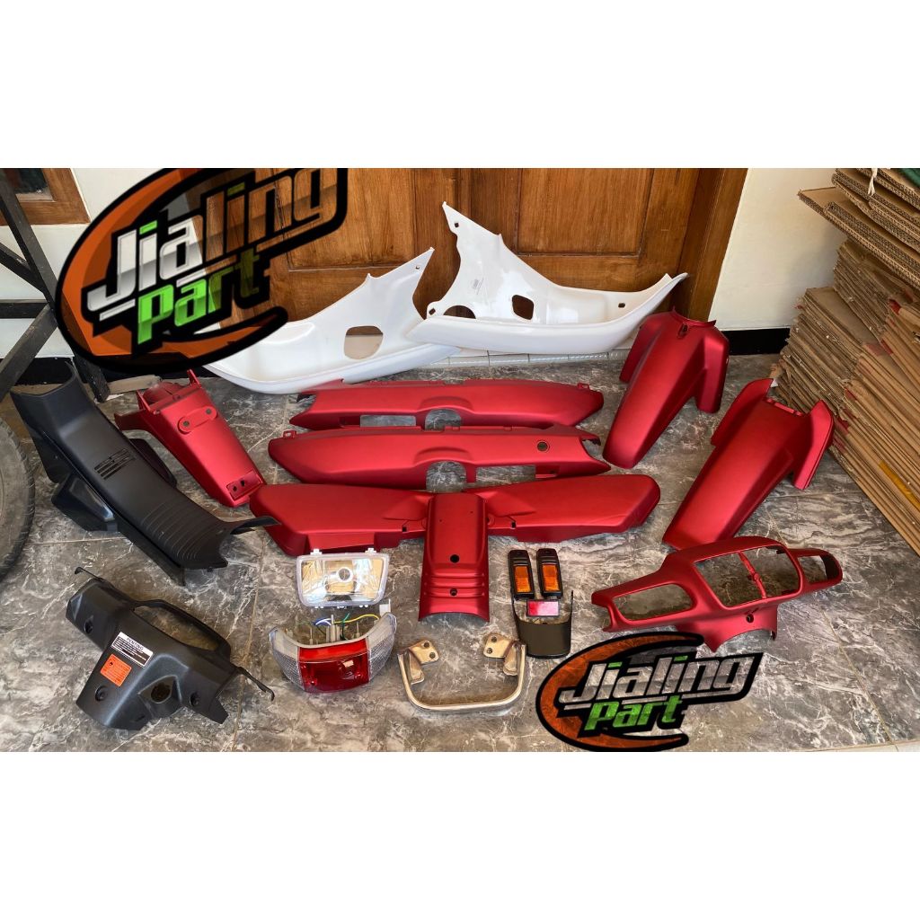 Paket body full set honda astrea grand bulus maroon doff cover body full set grand bulus 9192 warna 