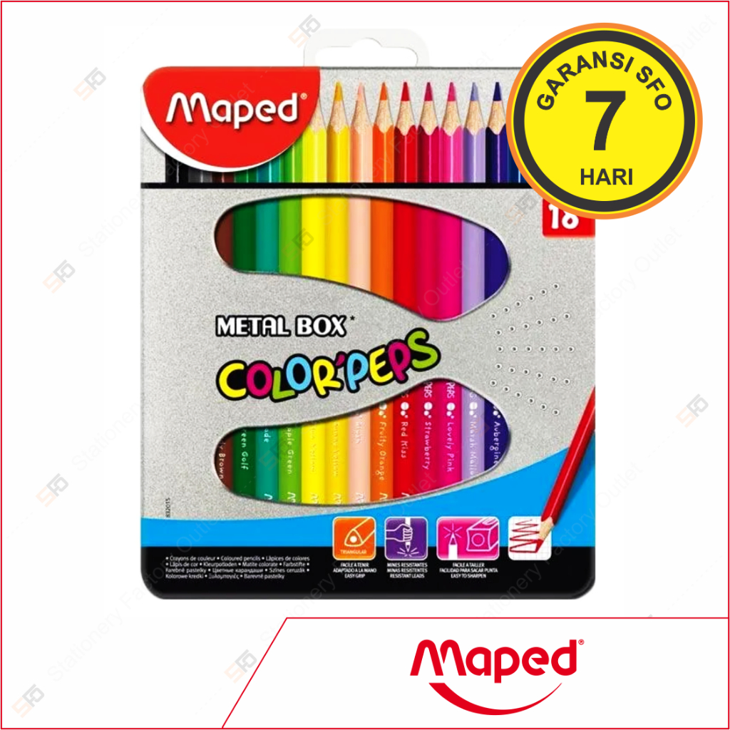 

Pensil Warna Maped isi 18 Metal Box (Color'peps)