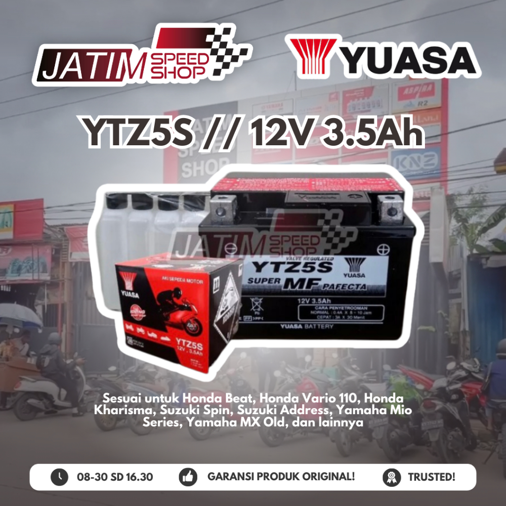 Aki Yuasa YTZ5S 12V 3.5Ah Sesuai Untuk Karisma Mio Vario Spin MX Old