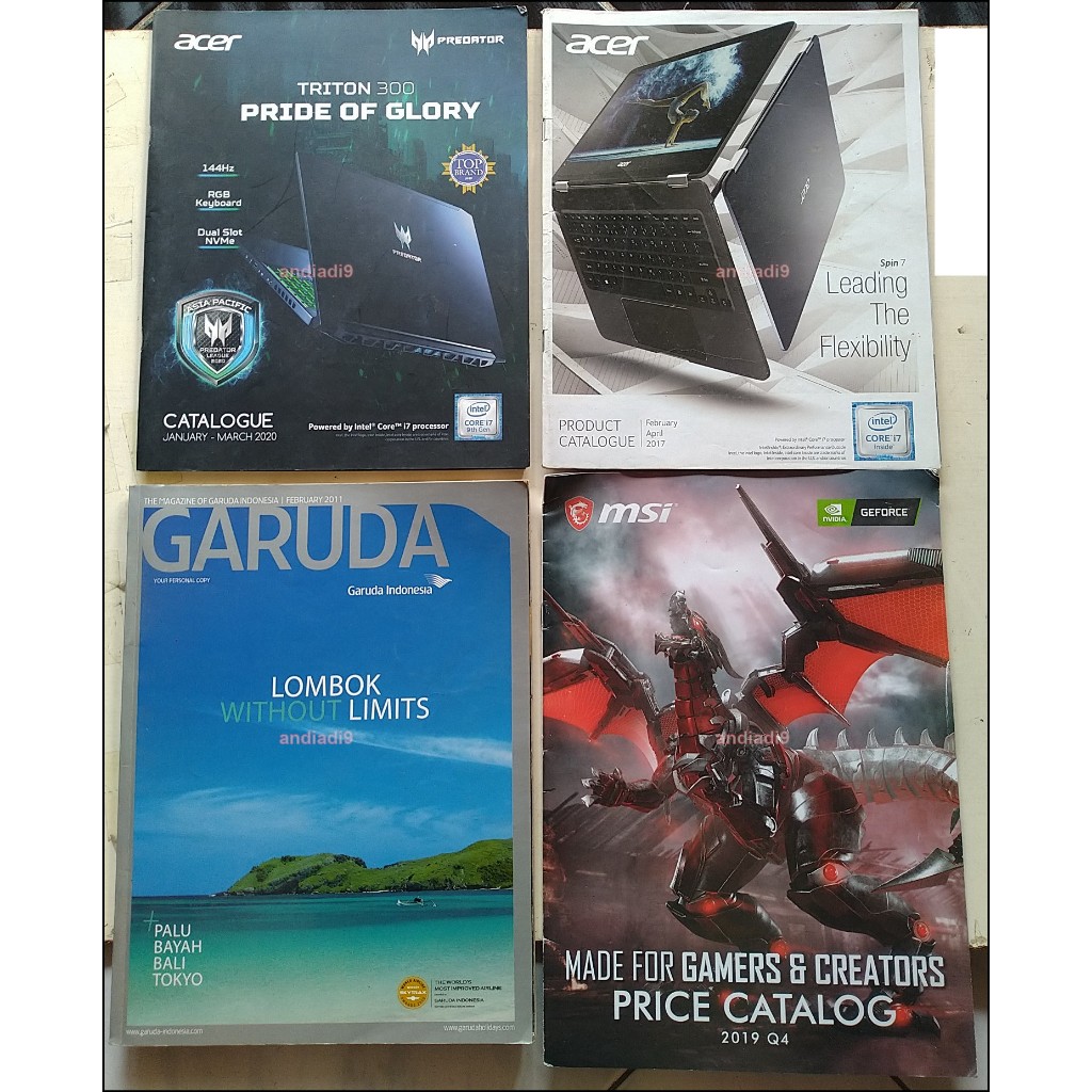 CATALOGUE KATALOG LAPTOP NOTEBOOK ACER 2017 2020 MSI 2019