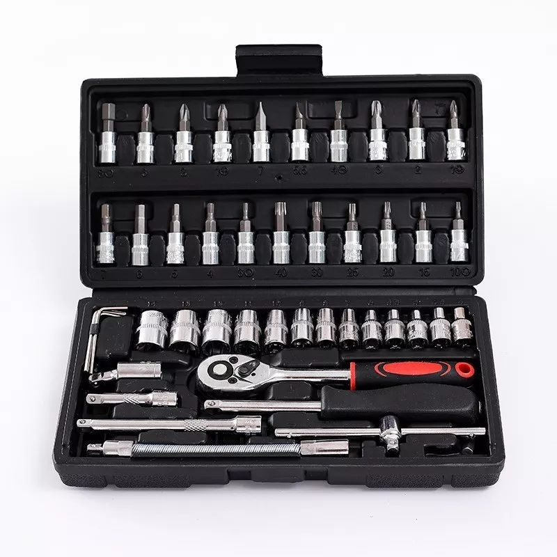 Sok Kunci Set 46pcs Kunci Shock Lengkap 1/4 Socket Universal Kunci Bengkel Kunci Set