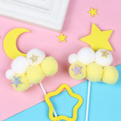 

~ HM8 ~ Pajangan kue atau Tusukan Kue Ultah Awan bintang dan bulan / Dekorasi Kue Ulang Tahun Awan Bintang Bulan / Hiasan Kue Ulang Tahun Bola Awan Bintang Dan Awan Bulan