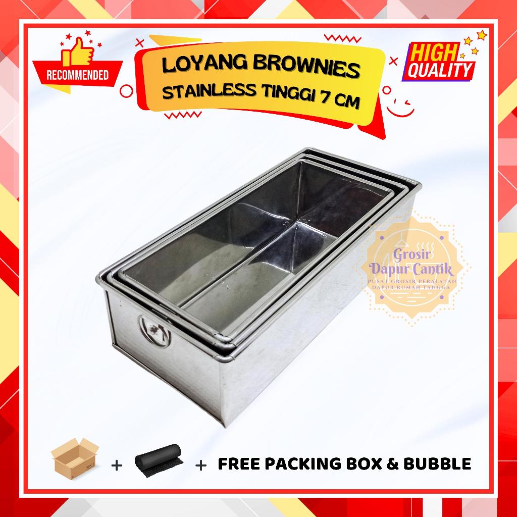 Loyang Brownies Stainless / Loyang Roti Tawar Stainless / Loyang Persegi Panjang Tinggi 6 Cm Bahan S