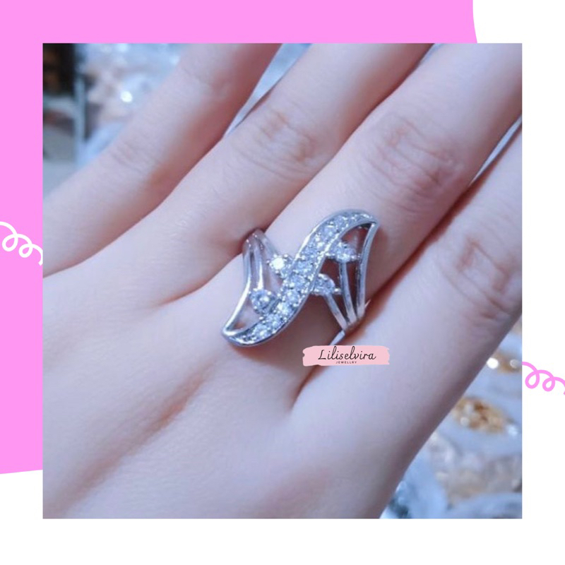 Cincin titanium wanita cincin zigzagg silver dewasa