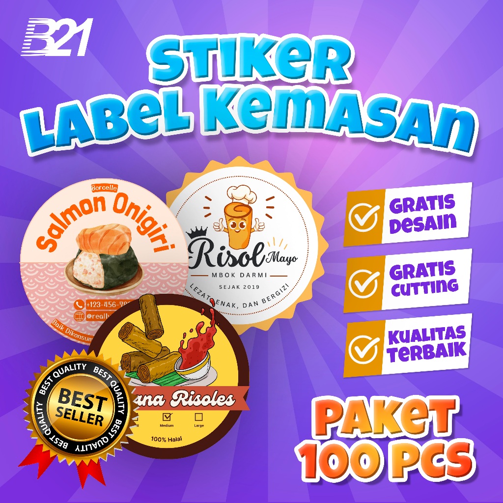 

B21 (100pcs) Stiker / Sticker / Stiker Labek / Sticker Label / Label / Stiker Custom / Sticker CUstom / Stiker Label Makanan / Sticker Label Makanan