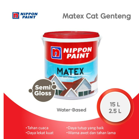 CAT GENTENG SENG JALAN PAVING ASBES ATAP TEMBOK LAPANGAN TROTOAR GALON 2.5 LITER MATEX NIPPON PAINT