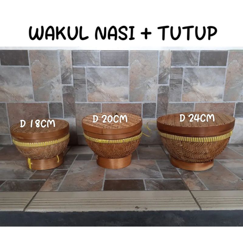Wakul Bambu + Tutup Cetheng Bambu Bakul Nasi Boboko Bakul Bambu