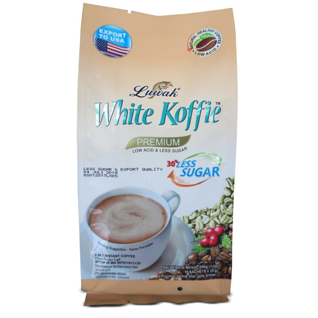 

LUWAK WHITE KOFFIE LESS SUGAR BAG S (10 sachet x 20gr)