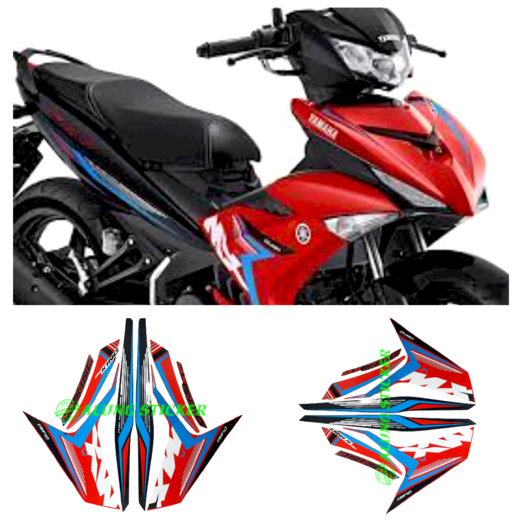 STIKER STRIPING LIS LES BODY MOTOR YAMAHA JUPITER MX KING TAHUN 2023 WARNA HITAM-MERAH 1SET STANDAR
