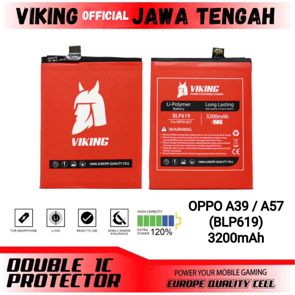 VIKING Baterai Oppo A39 / Oppo A57 (BLP619) Double Power