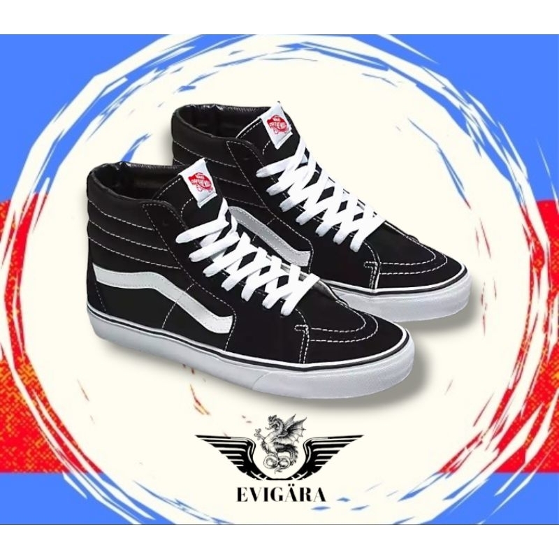 SEPATU ORIGINAL VANS SK8-HI CLASSIC -  BLACK /  WHITE