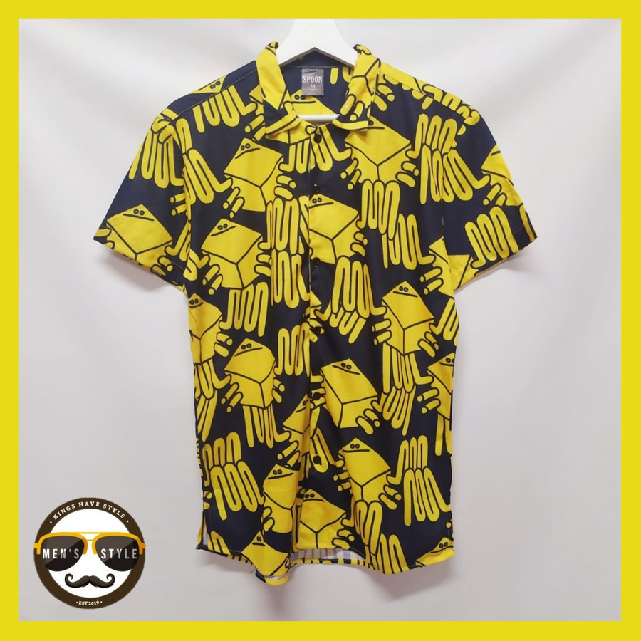 Baju Kemeja Motif Printing Hawai Pria Wanita Import Abstrak Okay