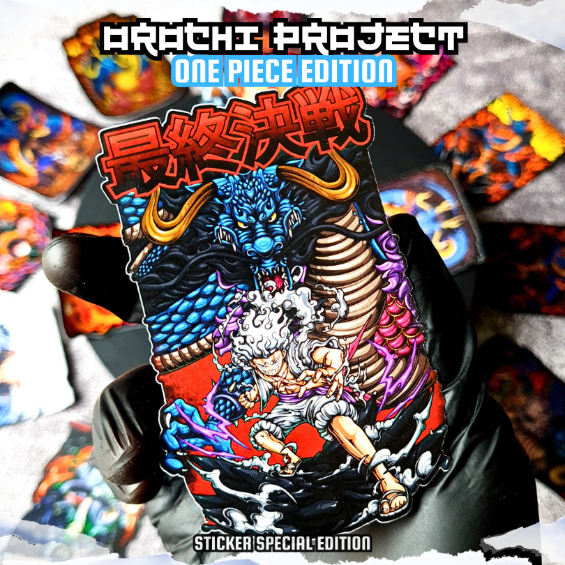 

Sticker Stiker Anime Luffy Gear 5 VS Yonkou Kaido One Piece Hologram Glossy Anti Air HP Laptop Tumbler Motor Helm