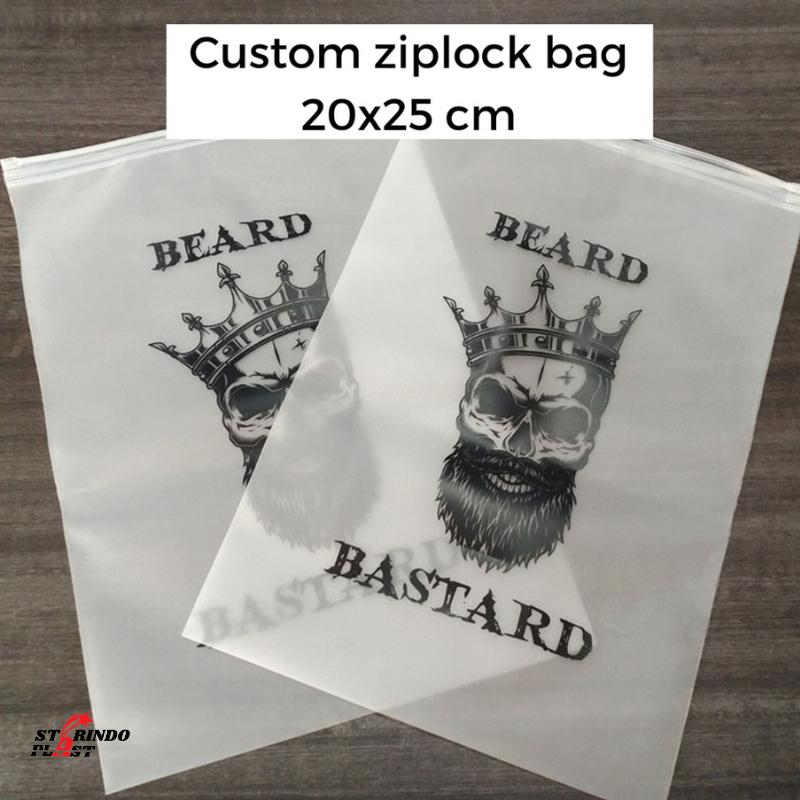 Zipper Bag Custom Desain Sablon Transparan Doff Potrait Organizer Plastik Penyimpanan Ziplock