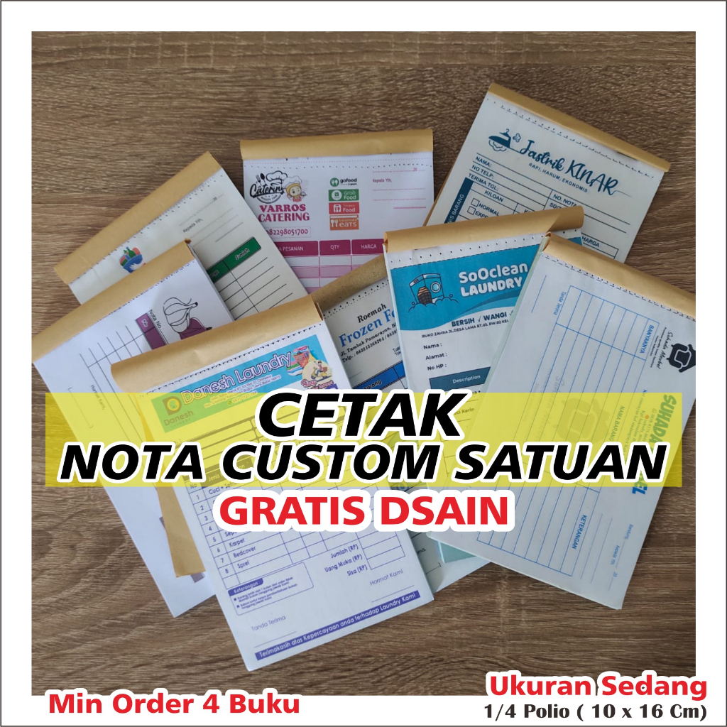 

PROMO cetak nota custom murah 1 ply 2 ply ukuran sedang 1/4 Folio GANESA GRAFIKA