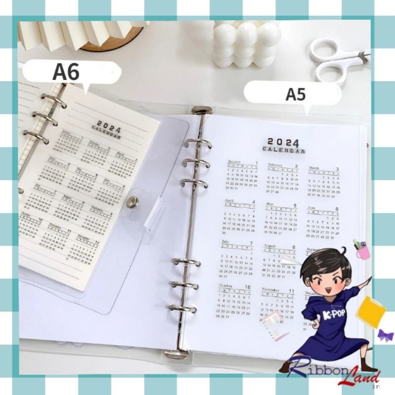 

(Tahun 2025 )A5 A6 Binder 6 Lubang Kalender Tahun 2024 / 2025
