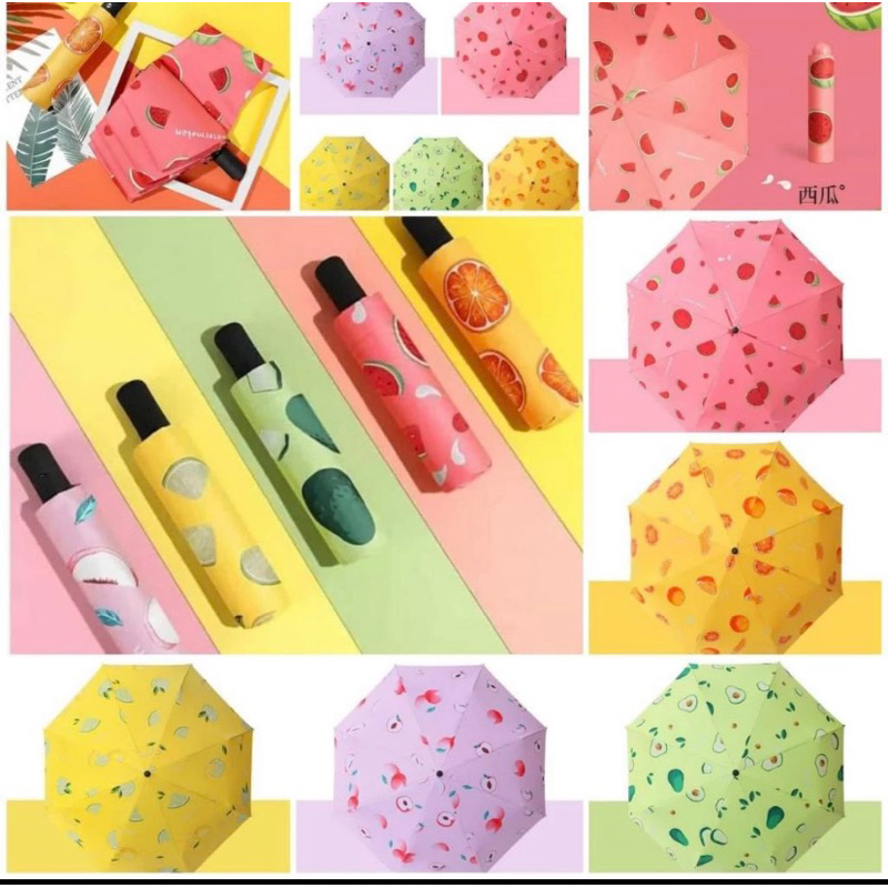 Mall Perabot | Payung Hujan / Payung Lipat Motif Buah Buahan Anti UV Payung Tabir Surya Import
