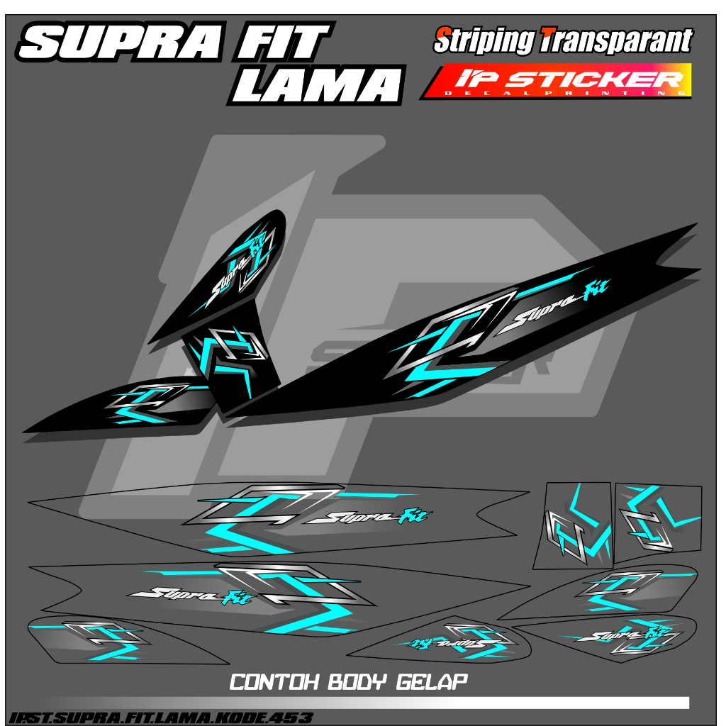 (COD) STRIPING MOTOR HONDA SUPRA FIT LAMA  DESAIN RACING HOLOGRAM DAN TRANSPARAN KODE-453