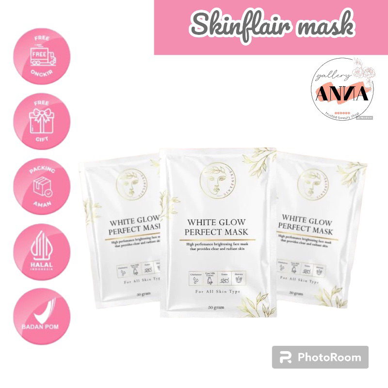 READY SKINFLAIR WHITE GLOW PERFECT MASK POWDER MASKER WHITENING GLOWING BY SKINFLAIR