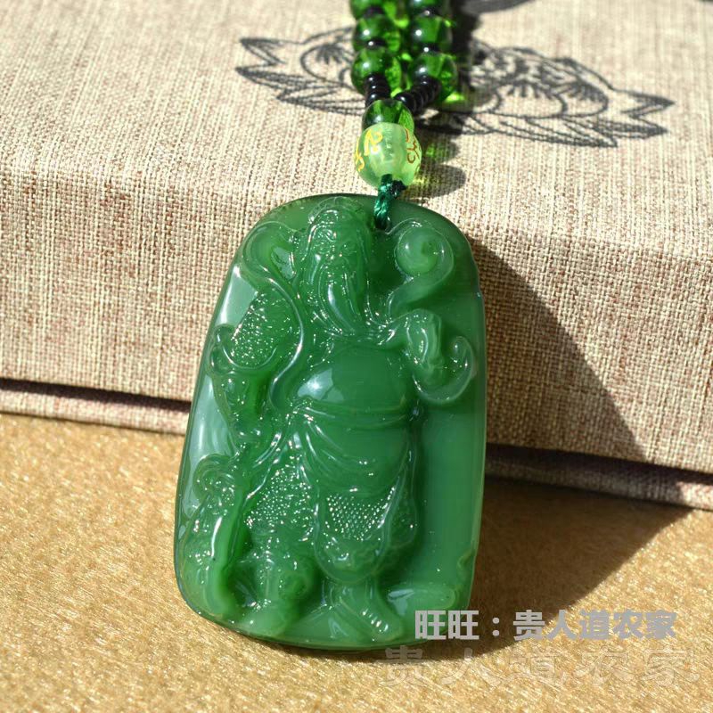 Kalung Liontin Import ( KWAN KONG ) Batu Giok Hijau Burma