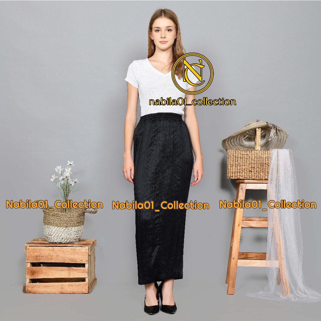 [ Warna - Terlengkap] Rok Plisket Polos / Rok Kebaya Original Original Rok Plisket Polos /