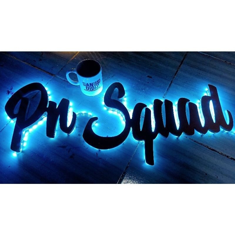 Tulisan kayu costum LED (timbul) / pajangan hiasan dinding / wooden letter Name / Huruf Timbul Nyala