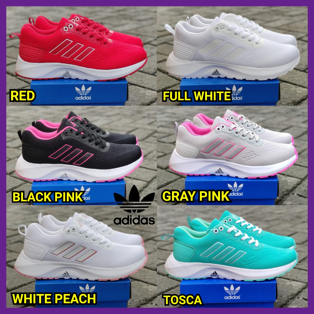 SEPATU SENAKERS WANITA ADIDAS / SEPATU OLAHRAGA LARI SENAM ZUMBA AEROBIK / SEPATU KULIAH SEKOLAH SPO