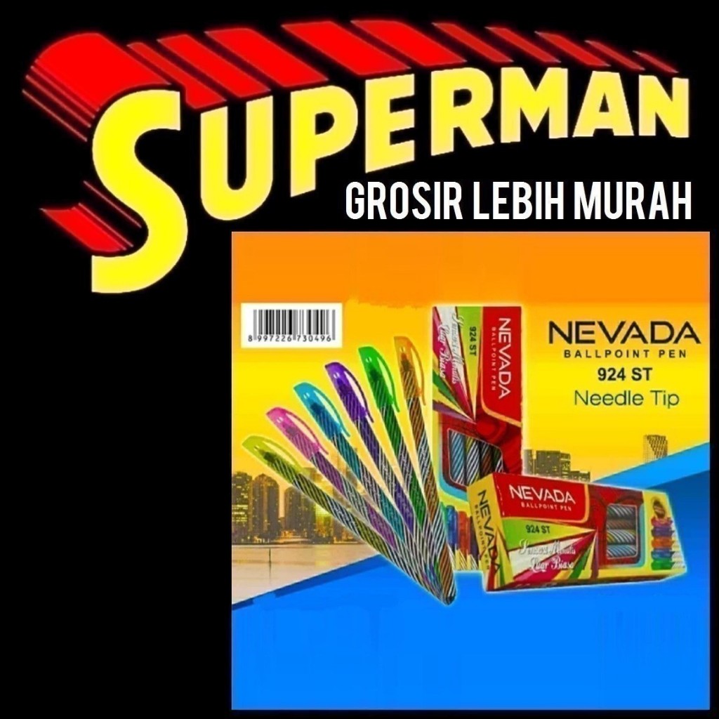 

(15L) PAKET 12PCS 1 pack merk random pulpen lilin ulir tinta hitam anti macet superman jogja supermanjogja