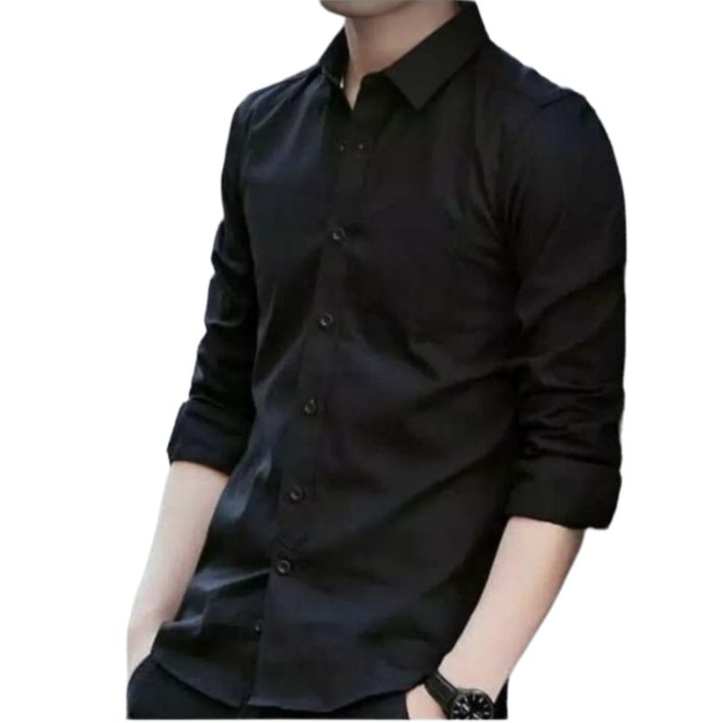 kemeja hitam pria kemeja ganjar hitam // kemeja hitam polos pria // hem pria // kemeja kantor // lur
