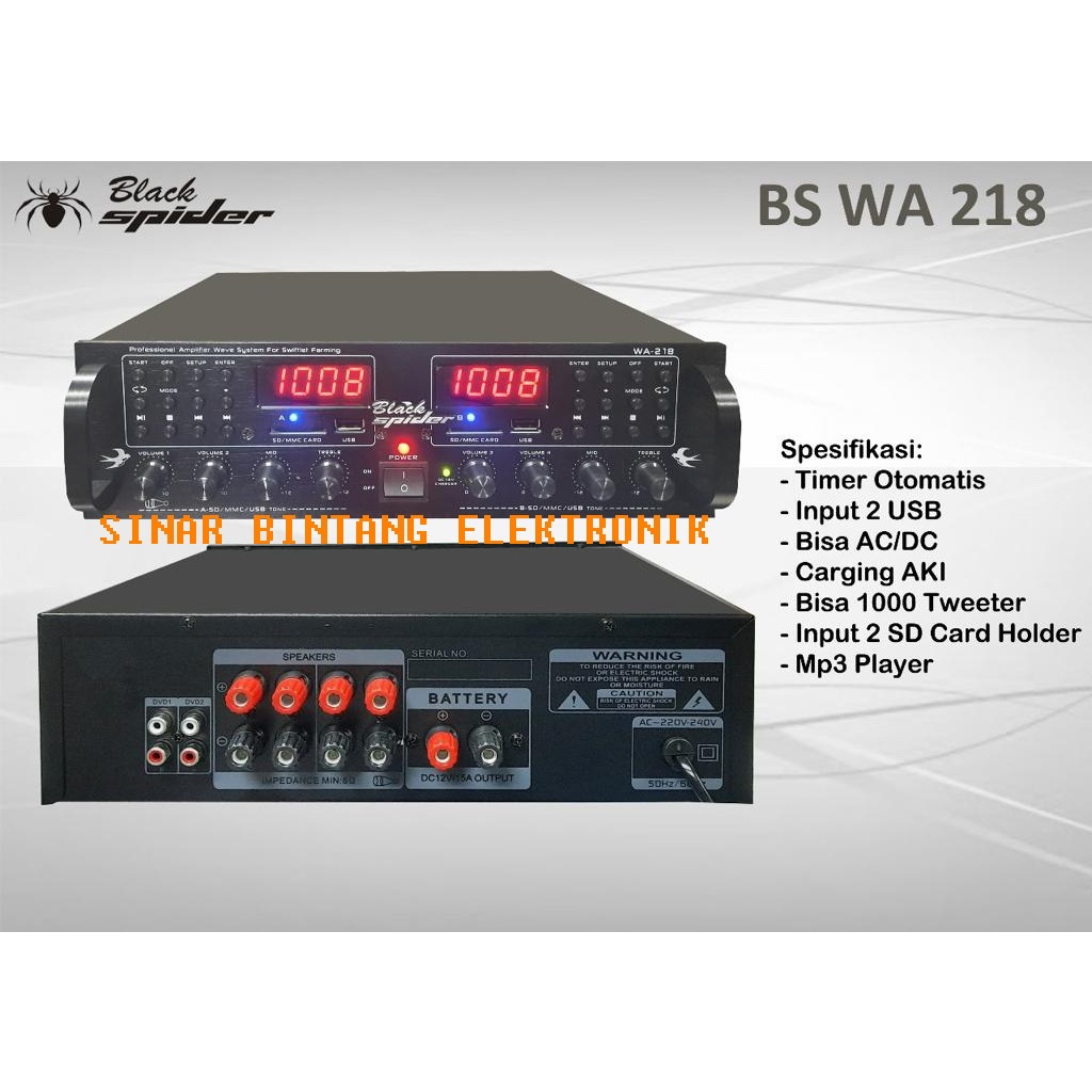 AMPLI BLACK SPIDER BS WA 218 AMPLI WALET BLACKSPIDER BS WA218