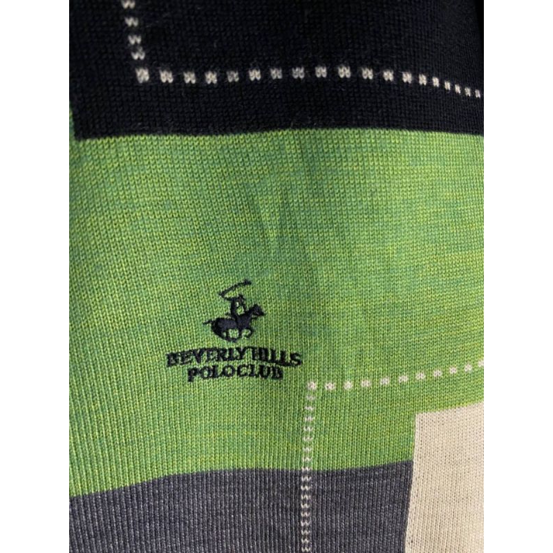 SWEATER RAJUT CAKEP BRAND BAVERLY HILLS POLO CLUB WARNA HITAM HIJAU KUNING ABU SIZE L fit XL