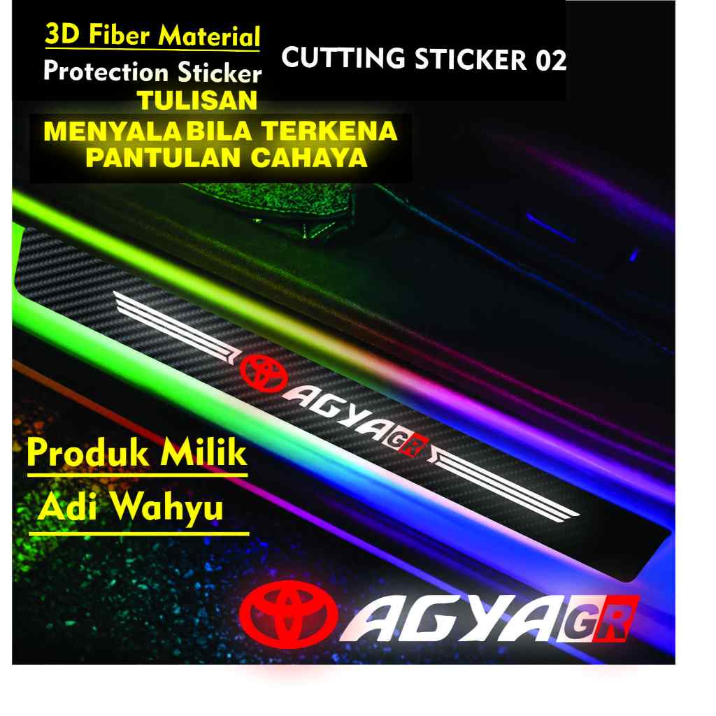 STICKER SILL PLATE MOBIL AGYA GR CUTTING STICKER CARBON 3D MOBIL TOYOTA AGYA GR SPORT