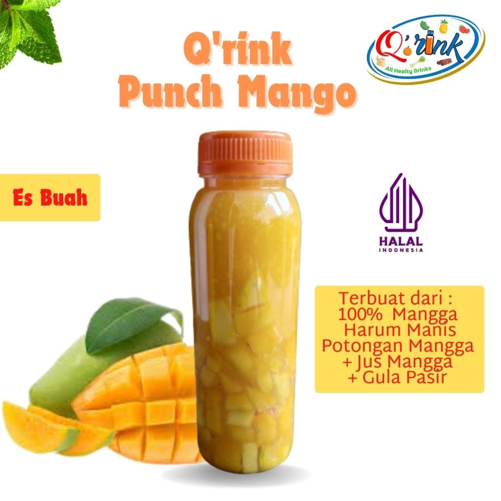 

Q'rink Es Punch Mango-Minuman Jus Ada Potongan Buah Mangga Harumanis Asli Segar Berserat Tinggi Sehat untuk Tubuh-Botol Kale 250 ml-Tanpa Pemanis Buatan Tanpa Pengawet Buatan Tanpa Perisa Makanan-Sudah Sertifikat Halal