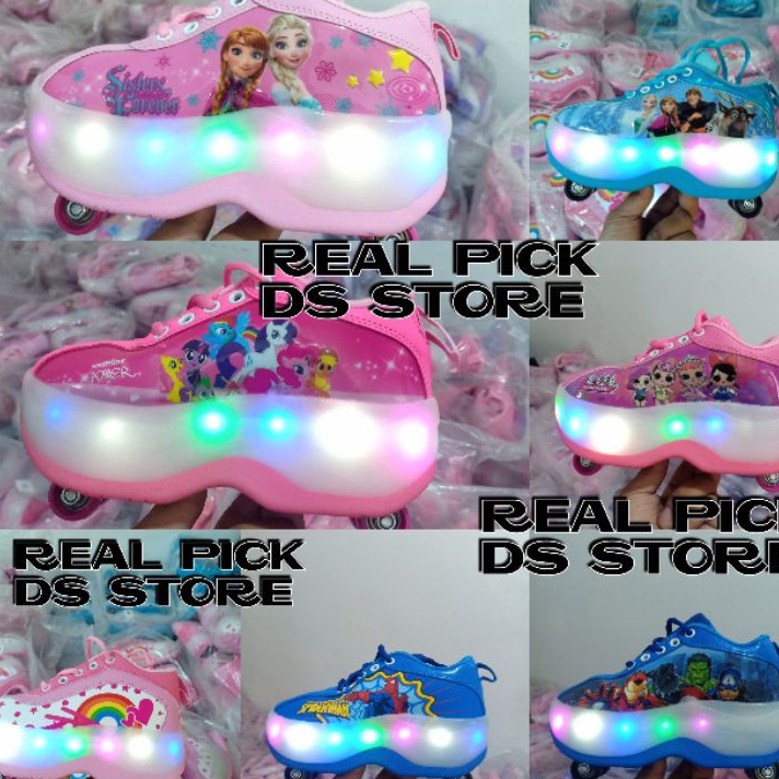 New sepatu roda 4 lol led  / sepatu roda frozen led / sepatu roda avengers led.