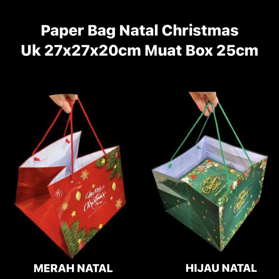 

5 pcs Paper Bag Natal Tas Kantong Box Kue Bolu Hampers Christmas Goodie Bag Natal Christmas 27x27x20cm Xmas