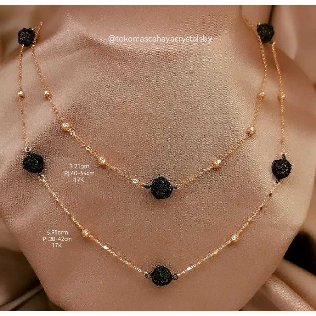 Kalung Fashion Rose Gold x Black Gold Hitam Emas Asli 17 karat 75% 750