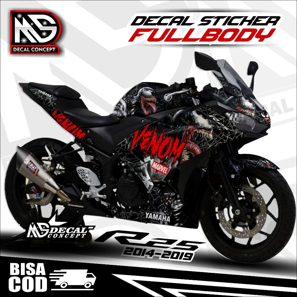 Decal R25 Full Body Decal Yamaha R25 Venom Stiker R25 Full Body Stiker Yamaha R25 Striping R25 Varia
