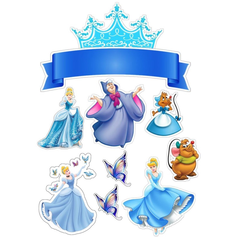 CINDERELLA/Topper Cake Happy Birthday Bisa Request Nama dan umur/Topper CINDERELLA Hiasan kue /Toppe