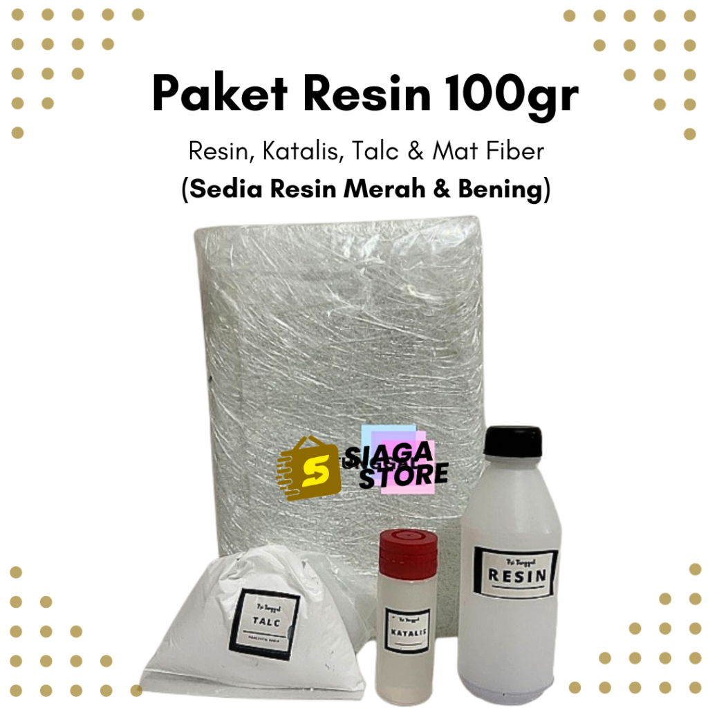 Paket Resin 100gr Bening Merah Komplit Red Recine Katalis