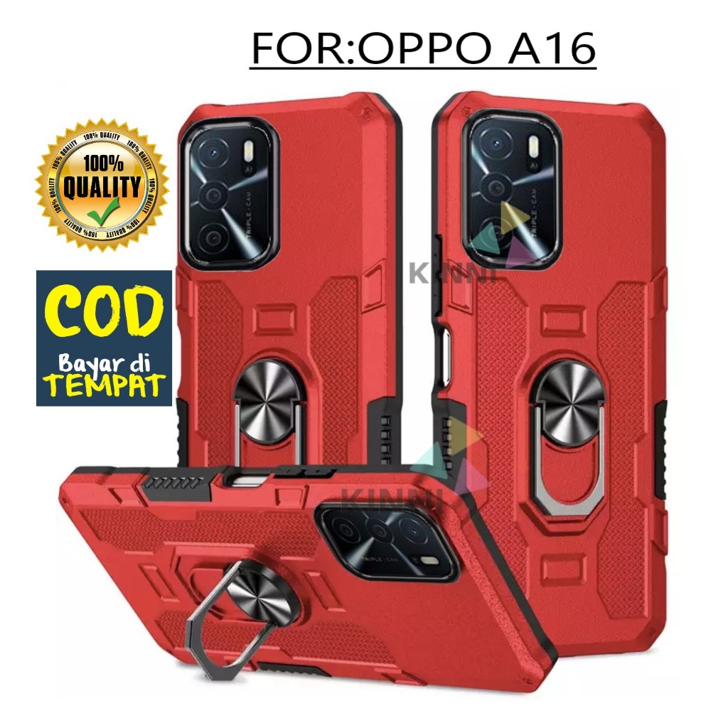 Casing Oppo A16 Hard Case Ring Armor Robot Case Kickstand Hybrid/Ring Holder
