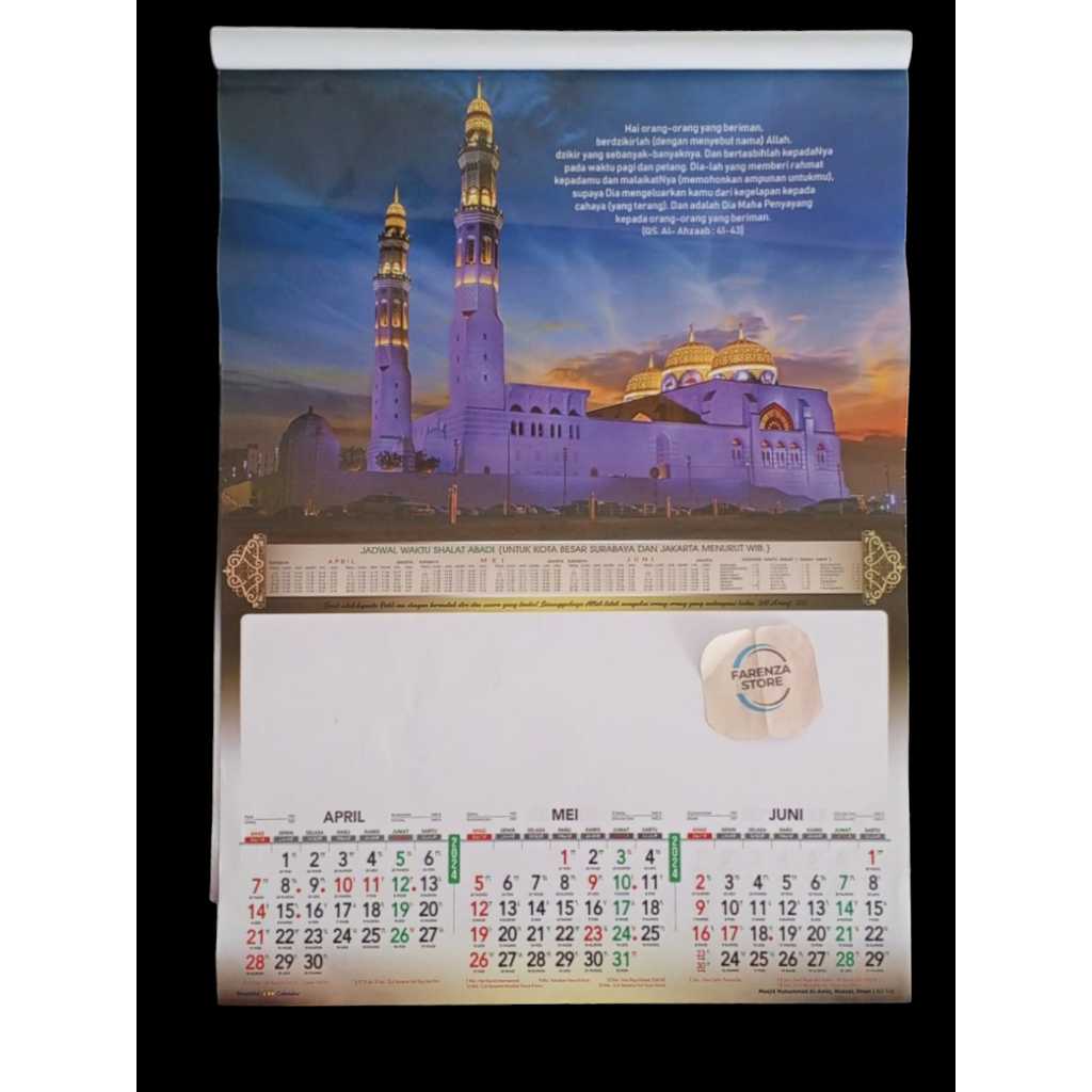 

Kalender Triwulan Dinding Masjid Dunia Tahun 2024 AO 106