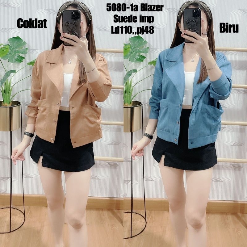 [BSIC] BLAZER WANITA SUEDE IMPORT KANCING LENGAN PANJANG