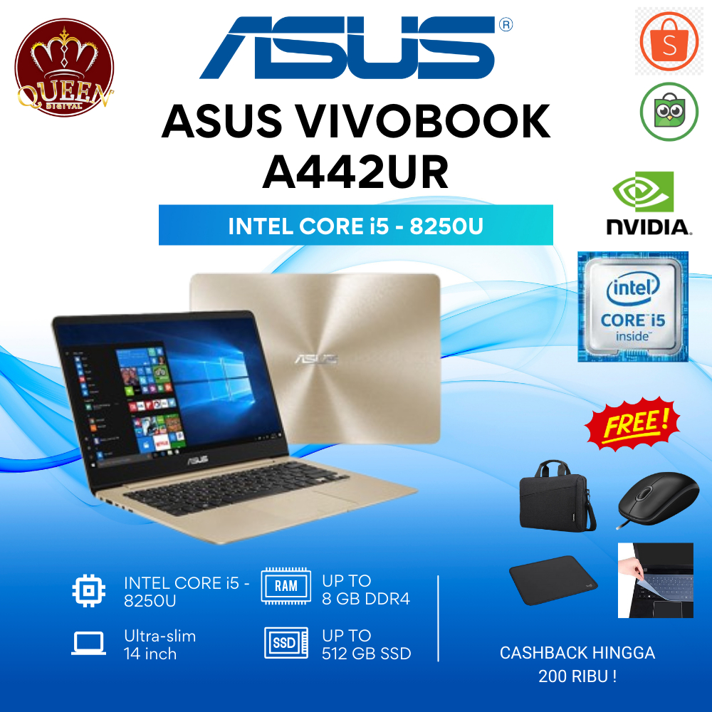 ASUS A442UR | CORE i5-8250U | NVIDIA MX930 | 8GB RAM | HDD 1 TB | WIN10 | 14 INCH