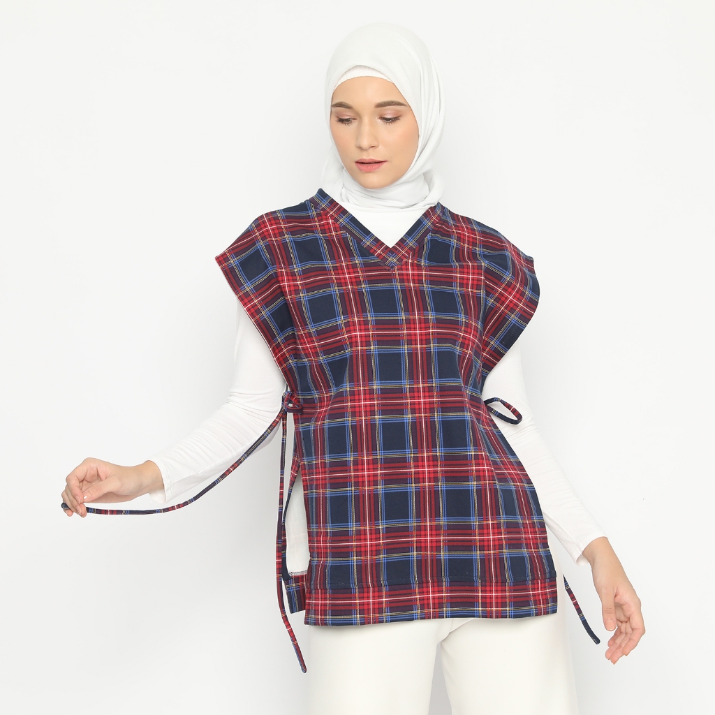 VEST KOTAK-KOTAK MIKA VEST KATUN TARTAN MOTIF