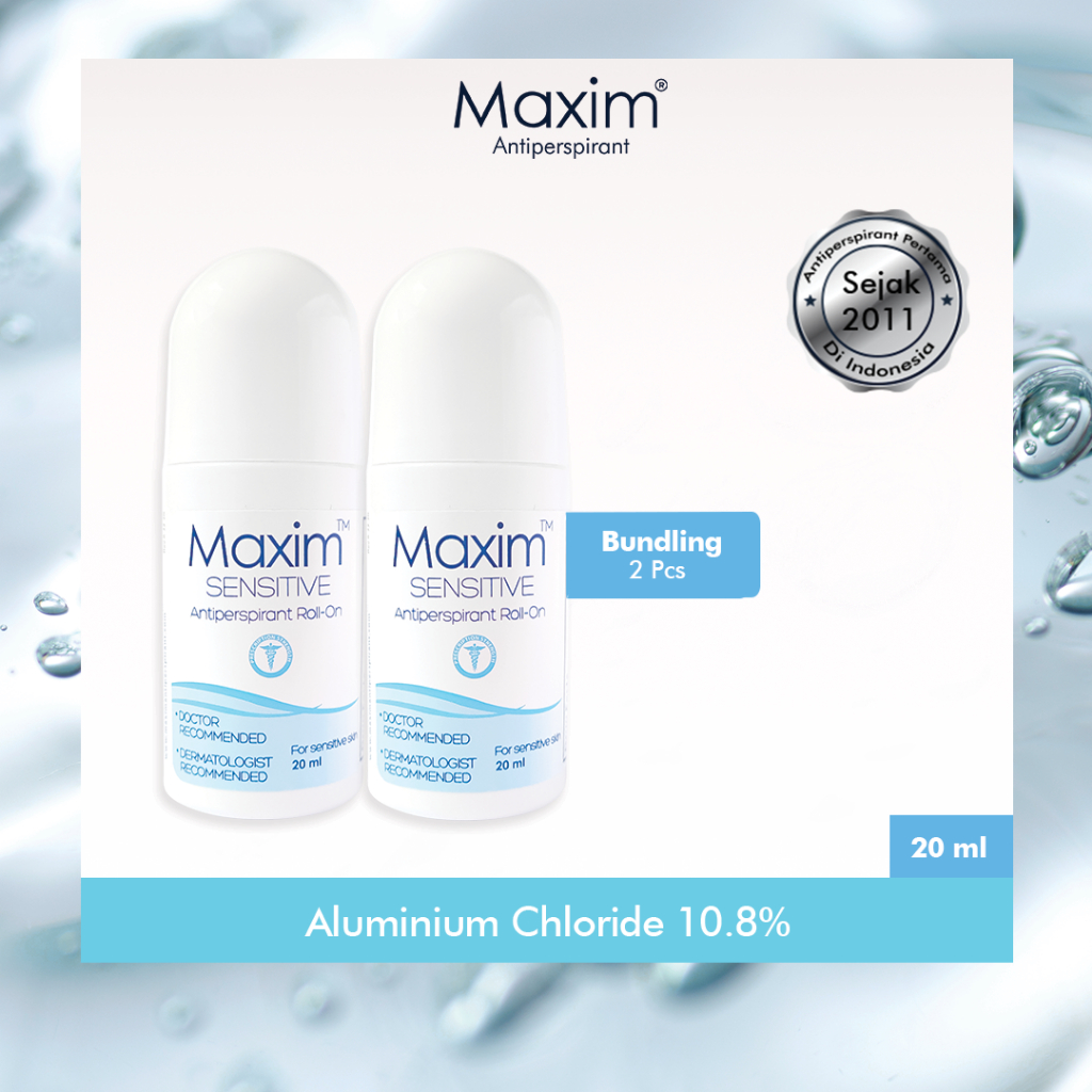 Maxim Antiperspirant 10.8% for Sensitive Skin isi 20ml - Solusi Keringat Berlebih untuk Penderita Hyperhidrosis (Bundling 2pcs)